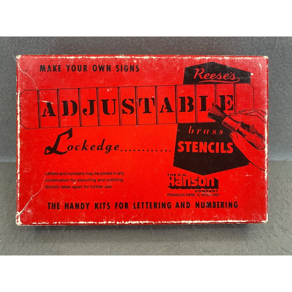 CH Hanson Reeses Adjustable Lockedge Brass Stencils 3 Inch Gothic Letters Number